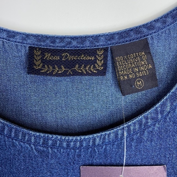 Vintage New Directions Feline Cat Denim Maxi Sleeveless Dress Size Medium NWT - Picture 6 of 12